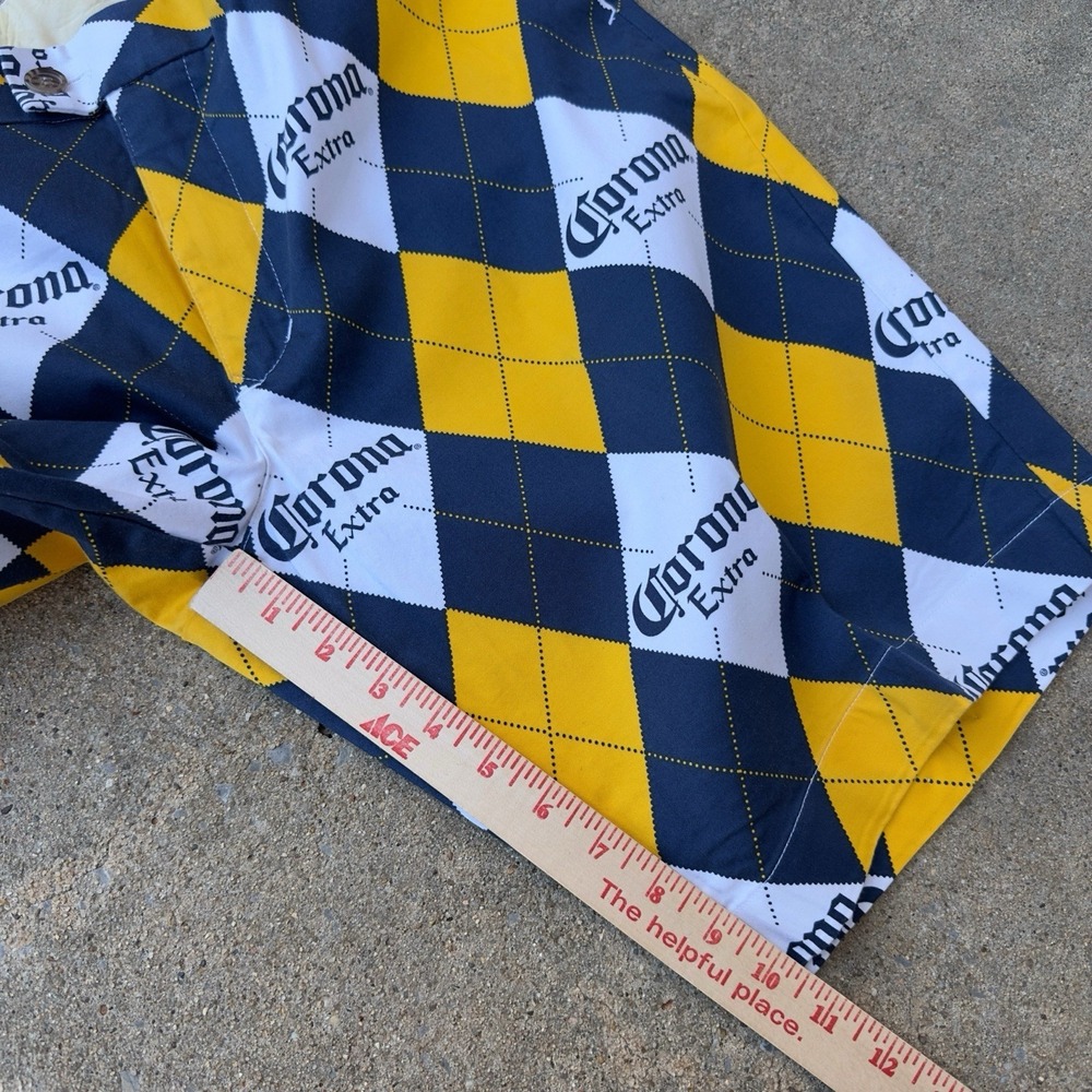 Loudmouth Corona Extra Argyle Men's Golf Heritage Shorts Size 36 Cerveza - Picture 8 of 12
